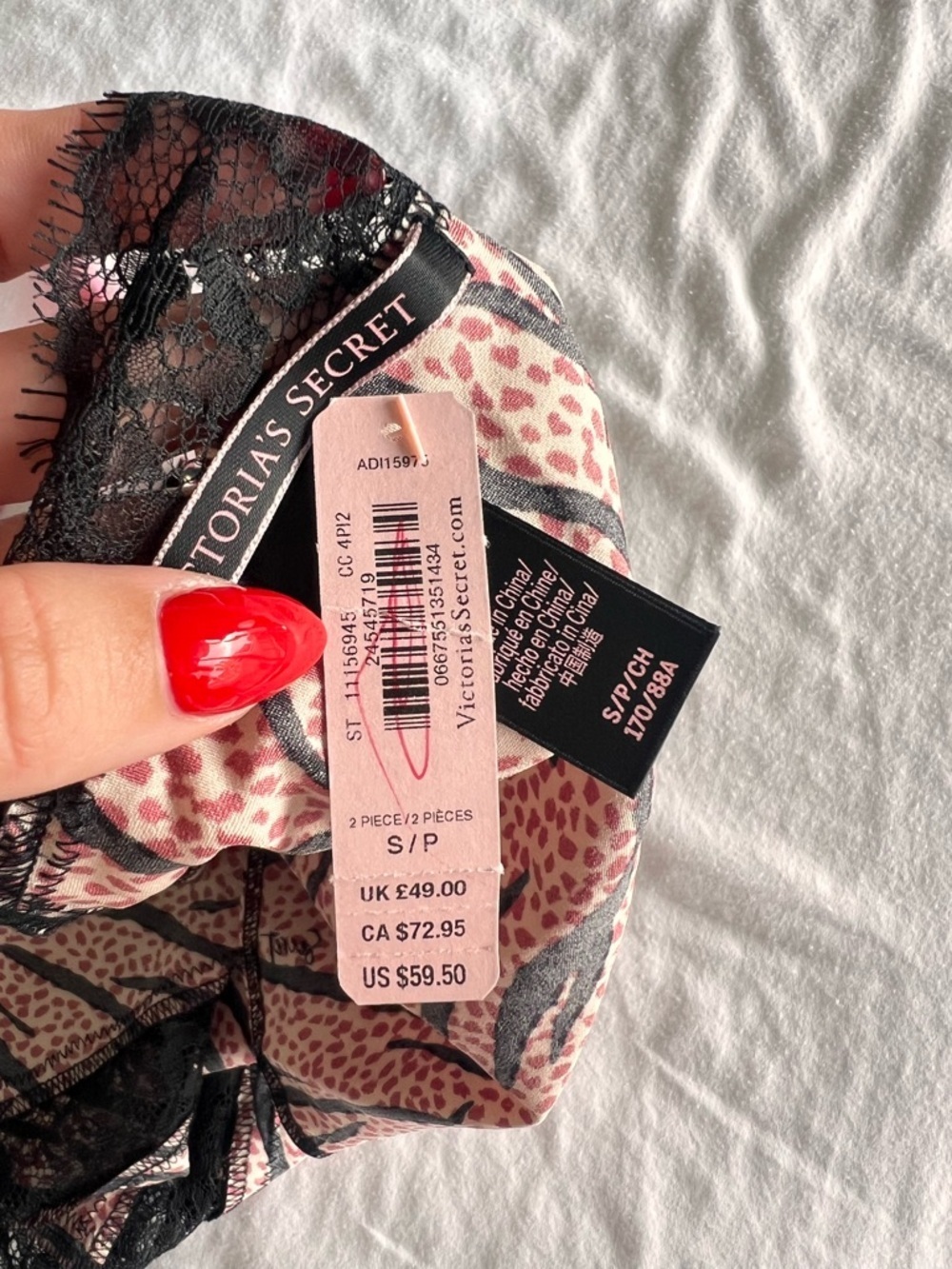 NWT Victoria's Secret Black, Pink & Lace Leopard Print Camisole- Small - Picture 7 of 7